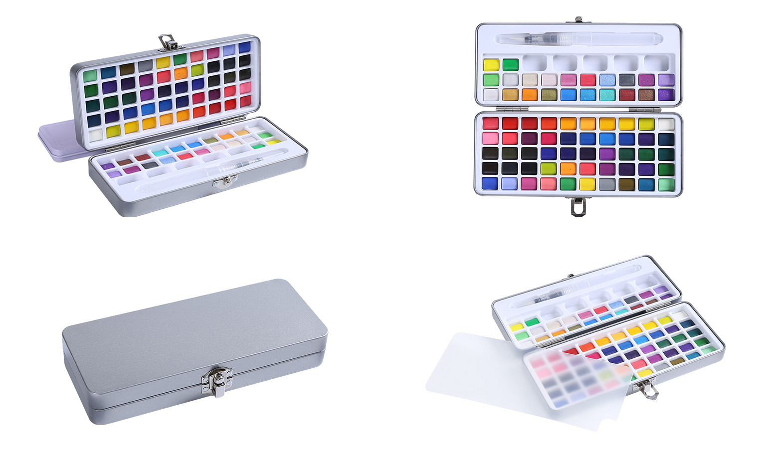 48-Color Solid Watercolor Pigment Set Complete Set With Brushes